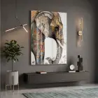 Desenli Fil Sıcak Toprak Tonları Tekli Cam Tablo Poster Dekoratif Obje