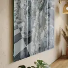 Satranç Kraliçesi Monokrom Gri Tonlar Tekli Cam Tablo Salon Oturma Odası Duvar Dekoru