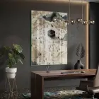 Kabe Tavaf Kum Beji Yeşil Tekli Cam Tablo Duvar Salon Aksesuarları