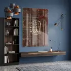 Hat Sanatı Bordo Altın Ton Tekli Cam Tablo Poster Dekoratif Obje