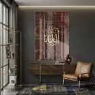 Hat Sanatı Bordo Altın Ton Tekli Cam Tablo Poster Dekoratif Obje