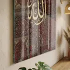 Hat Sanatı Bordo Altın Ton Tekli Cam Tablo Poster Dekoratif Obje
