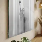 Özgürlük Heykeli Monokrom Gri Tonlar Tekli Cam Tablo Salon Oturma Odası Duvar Dekoru