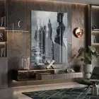 Satranç Taşları Siyah Beyaz Tonlar Tekli Cam Tablo Duvar Salon Aksesuarları