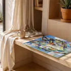 Mozaik Kurt Canlı Renkli Tekli Cam Tablo Duvar Salon Aksesuarları
