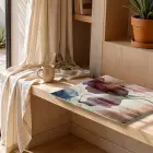 Soyut Çiçekler Akışkan Pastel Tonlar Tekli Cam Tablo Salon Oturma Odası Duvar Dekoru