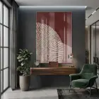 Işınsal Desen Sıcak Kahve Tonları Tekli Cam Tablo Duvar Salon Aksesuarları