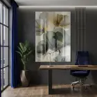 Ethereal Çiçekler Uçuk Yeşil Altın Tekli Cam Tablo Poster Dekoratif Obje