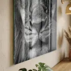 Aslan Portresi Gri Turuncu Tekli Cam Tablo Duvar Salon Aksesuarları