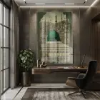 Kutsal Şehir Yeşil Bej Tonları Tekli Cam Tablo Salon Oturma Odası Duvar Dekoru