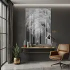 Tren Dumanı Monokrom Gri Tekli Cam Tablo Poster Dekoratif Obje
