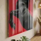Şahlanan At Canlı Kırmızı Siyah Tekli Cam Tablo Ev Dekorasyonu Oda