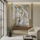 At Deseni Sıcak Altın Tonları Tekli Cam Tablo Yatak Odası Koridor Duvar Dekoru