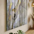 At Deseni Sıcak Altın Tonları Tekli Cam Tablo Yatak Odası Koridor Duvar Dekoru