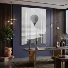 Sıcak Hava Siyah Beyaz Tonlar Tekli Cam Tablo Poster Dekoratif Obje