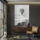 Sıcak Hava Siyah Beyaz Tonlar Tekli Cam Tablo Poster Dekoratif Obje