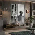 Melek Şeytan Gri Tonları Tekli Cam Tablo Duvar Salon Aksesuarları