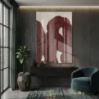 Akışkan Dalgalar Koyu Kızıl Ton Tekli Cam Tablo Ev Dekorasyonu Oda