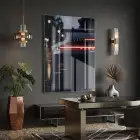Spor Araba Koyu Gece Kırmızı Tekli Cam Tablo Poster Dekoratif Obje