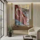 Türk Bayrağı Kırmızı Mavi Tonları Tekli Cam Tablo Duvar Salon Aksesuarları