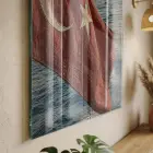 Türk Bayrağı Kırmızı Mavi Tonları Tekli Cam Tablo Duvar Salon Aksesuarları