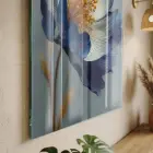 Transparan Çiçek Mavi Gri Ton Tekli Cam Tablo Poster Dekoratif Obje