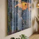 Gün Batımı Turuncu Mavi Tonları Tekli Cam Tablo Duvar Salon Aksesuarları