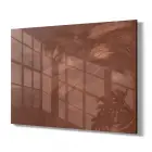 Kiremit Tonları Soyut Tekli Yatay Cam Tablo