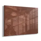 Kiremit Tonları Soyut Tekli Yatay Cam Tablo