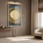 Altın Spiral Siyah Tonları Tekli Beyaz Metal Çerçeveli Cam Tablo Duvar Salon Aksesuarları