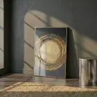 Altın Spiral Siyah Tonları Tekli Gold Metal Çerçeveli Cam Tablo Yatak Odası Koridor