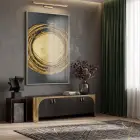 Altın Spiral Siyah Tonları Tekli Gümüş Metal Çerçeveli Cam Tablo Duvar Salon Aksesuarları