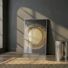 Altın Spiral Siyah Tonları Tekli Gümüş Metal Çerçeveli Cam Tablo Duvar Salon Aksesuarları