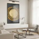 Altın Spiral Siyah Tonları Tekli Metal Çerçeveli Cam Tablo Ev Dekorasyonu Oda