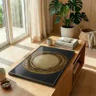 Altın Spiral Siyah Tonları Tekli Metal Çerçeveli Cam Tablo Ev Dekorasyonu Oda