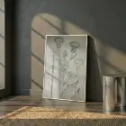 Deve Dikeni Eskitme Bej Tekli Beyaz Metal Çerçeveli Cam Tablo Ev Dekorasyonu Oda