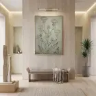 Deve Dikeni Eskitme Bej Tekli Gold Metal Çerçeveli Cam Tablo Yatak Odası Koridor
