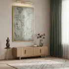 Deve Dikeni Eskitme Bej Tekli Gold Metal Çerçeveli Cam Tablo Yatak Odası Koridor