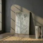 Deve Dikeni Eskitme Bej Tekli Gold Metal Çerçeveli Cam Tablo Yatak Odası Koridor