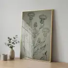 Deve Dikeni Eskitme Bej Tekli Gold Metal Çerçeveli Cam Tablo Yatak Odası Koridor