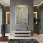 Deve Dikeni Eskitme Bej Tekli Gümüş Metal Çerçeveli Cam Tablo Salon Oturma Odası
