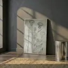 Deve Dikeni Eskitme Bej Tekli Gümüş Metal Çerçeveli Cam Tablo Salon Oturma Odası