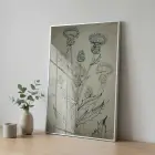 Deve Dikeni Eskitme Bej Tekli Gümüş Metal Çerçeveli Cam Tablo Salon Oturma Odası