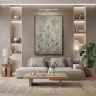 Deve Dikeni Eskitme Bej Tekli Siyah Metal Çerçeveli Cam Tablo Salon Oturma Odası