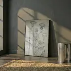 Deve Dikeni Eskitme Bej Tekli Siyah Metal Çerçeveli Cam Tablo Salon Oturma Odası