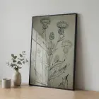 Deve Dikeni Eskitme Bej Tekli Siyah Metal Çerçeveli Cam Tablo Salon Oturma Odası