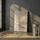 Soyut Patlama Sıcak Altın Bej Tekli Gold Metal Çerçeveli Cam Tablo Duvar Salon