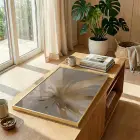 Soyut Patlama Sıcak Altın Bej Tekli Gold Metal Çerçeveli Cam Tablo Duvar Salon