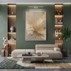 Soyut Patlama Sıcak Altın Bej Tekli Gümüş Metal Çerçeveli Cam Tablo Duvar Salon