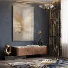 Soyut Patlama Sıcak Altın Bej Tekli Gümüş Metal Çerçeveli Cam Tablo Duvar Salon